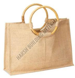 Round Wooden Handle Jute Shopping Bag