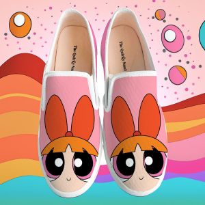 Blossom Powerpuff Girl Print Girls Slip On Shoes