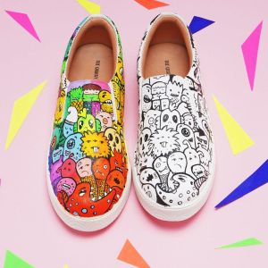 Color Me Up Print Girls Slip On Shoes