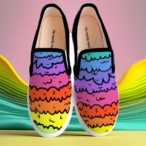 Color Melting Print Girls Slip On Shoes