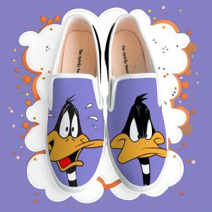 Daffy Duck Print Girls Slip On Shoes