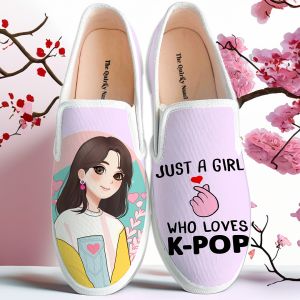 K-POP Girl Print Girls Slip On Shoes