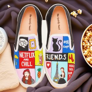 Netflix and Chill Print Girls Slip On Shoes