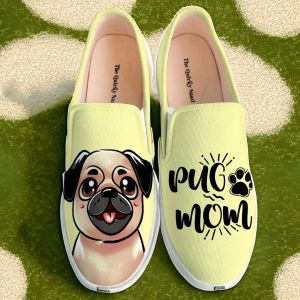 Pug Mom Print Girls Slip On Shoes