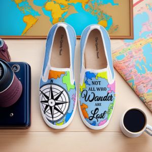 Wanderlust Print Girls Slip On Shoes