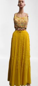 Party Wear Yellow Lehenga Choli Set