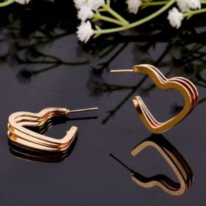 JJK36 Ladies Triple Heart Shape Hoop Earrings