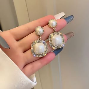 JJK59 Ladies Party Wear Pearl Stone Drop Earrings