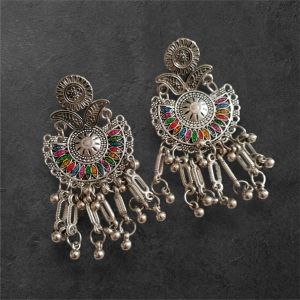 JJO15 Ladies Multicolor Oxidized Drop Earrings