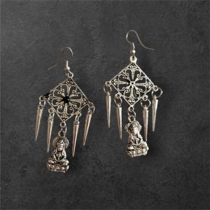 JJO8 Ladies Meditative Pose Oxidized Drop Earrings