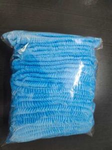 Blue 12 Gsm Pp Spun Bond Non-Woven Disposable Bouffant Cap