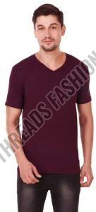 Cotton Casual Wear Mens V Neck T Shirt