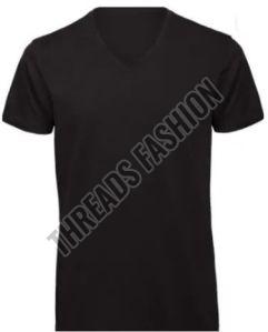 Half Sleeve Cotton Mens V Neck T Shirt