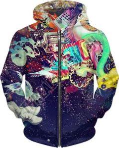 Mens Cotton Graphic Zip Up Hoodies