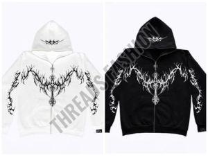 Mens Fleece Graphic Print Zipper Hoodie