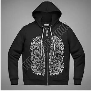 Mens Graphic Print Polyester Zipper Hoodie