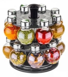 Plastic 16 Piece Revolving Spice Jar Set