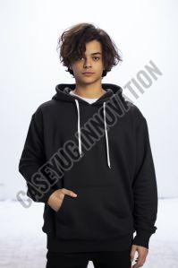 Mens Black Plain Hoodie