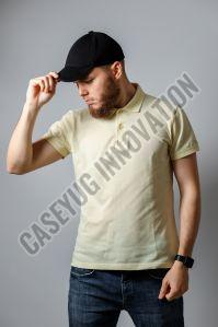 Mens Yellow Polo T Shirt