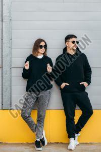 Unisex Black Plain Hoodie