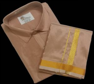 Mens Art Silk Dhoti Shirt Set