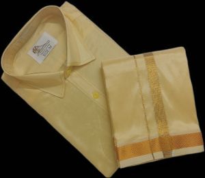 Mens Art Silk Dhoti Shirt  Set