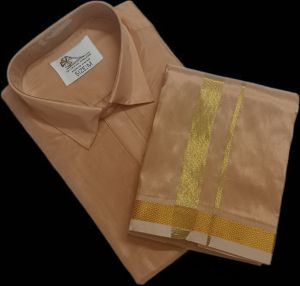 Mens Art Silk Dhoti Shirt  Set