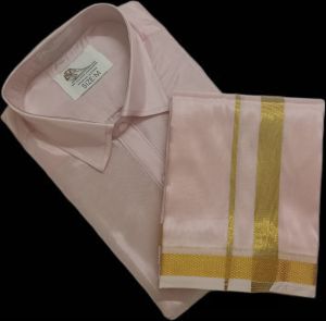 Mens Art Silk Dhoti Shirt  Set