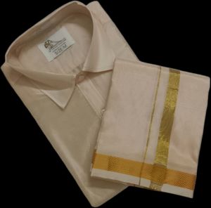 Mens Art Silk Dhoti Shirt  Set