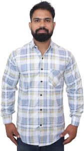 Men Blue Check Cotton Shirt