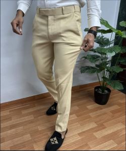 Men Cotton Cream Trouser