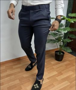 Men Cotton Dark Blue Trouser