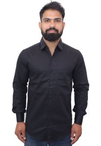 Men Plain Cotton Navy Blue Shirt