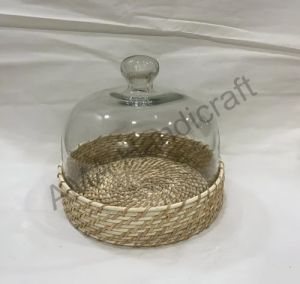 Rattan Cane Cake Stand With Dome