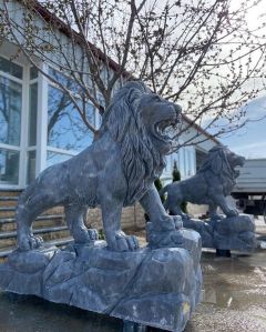 Marble Black Lion Statue