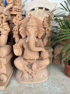 Marble Brown Sandstone Ganesha Statue