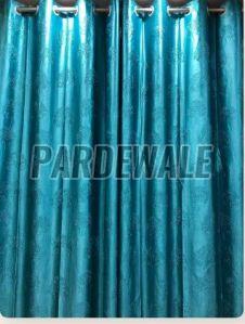 Blue Tree Emboss Print Curtain