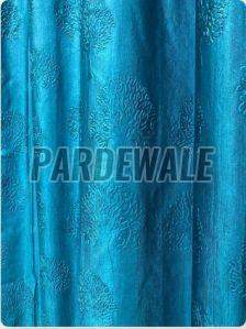 Blue Tree Emboss Print Curtain