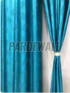 Blue Tree Emboss Print Curtain