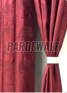 Maroon Tree Emboss Curtain