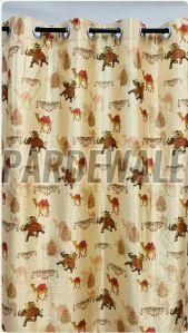 Pastel Cream Traditional Print Curtain