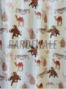 Pastel Cream Traditional Print Curtain