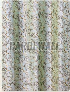 Pastel Green Leaves Print Curtain