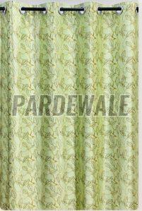 Pastel Green Leaves Print Curtain