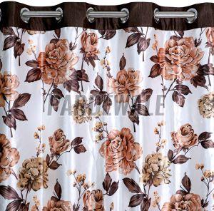 Swiss Magnolia Coffee Printed Curtain