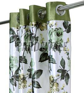 Swiss Magnolia Green Printed Curtain