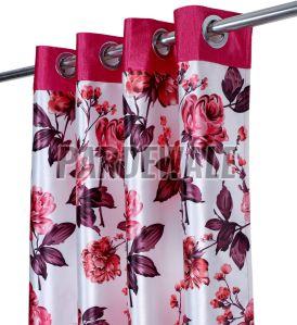 Swiss Magnolia Pink Printed Curtain