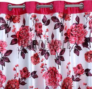 Swiss Magnolia Pink Printed Curtain