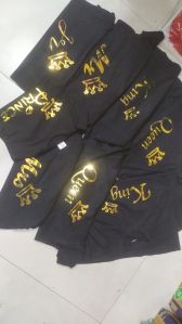 Black Cotton Printed T Shirt