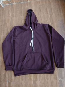 Mens Blue Cotton Plain Hoodie